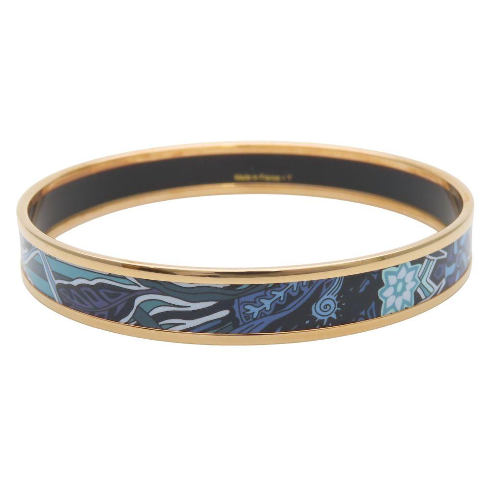Used HERMES bracelet Emaille PM metal 22.2g blue purple Gold Plated