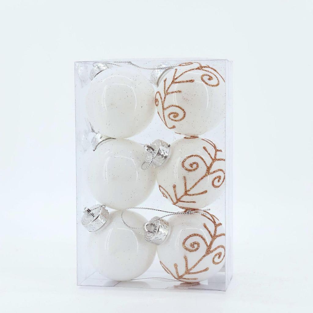 6cm-6 Pack Transparent Ball Printing 06 New Holiday Party Decoration Ball Christmas Ball Set Transparent Ball Plastic Ball Pendant Hanging Ball