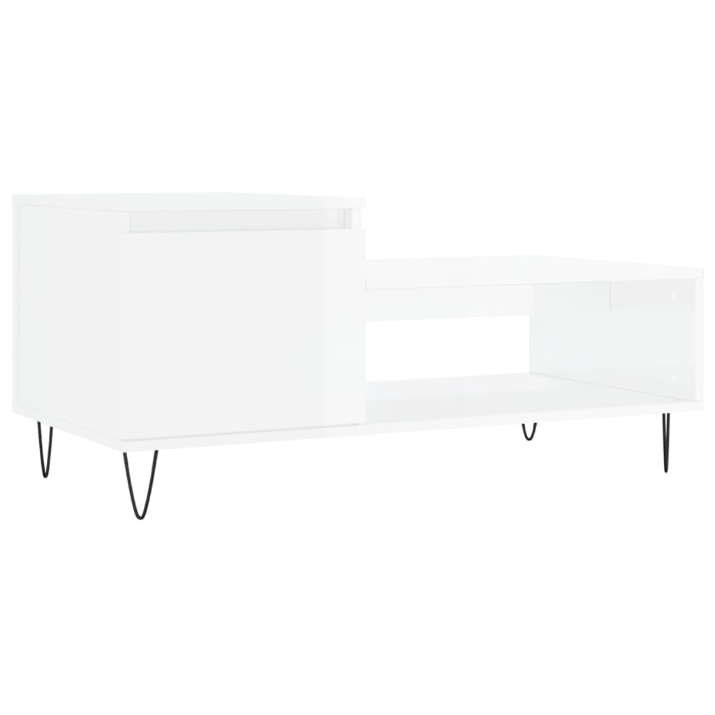  Coffee Table, High Gloss White, 100x50x45 Cm