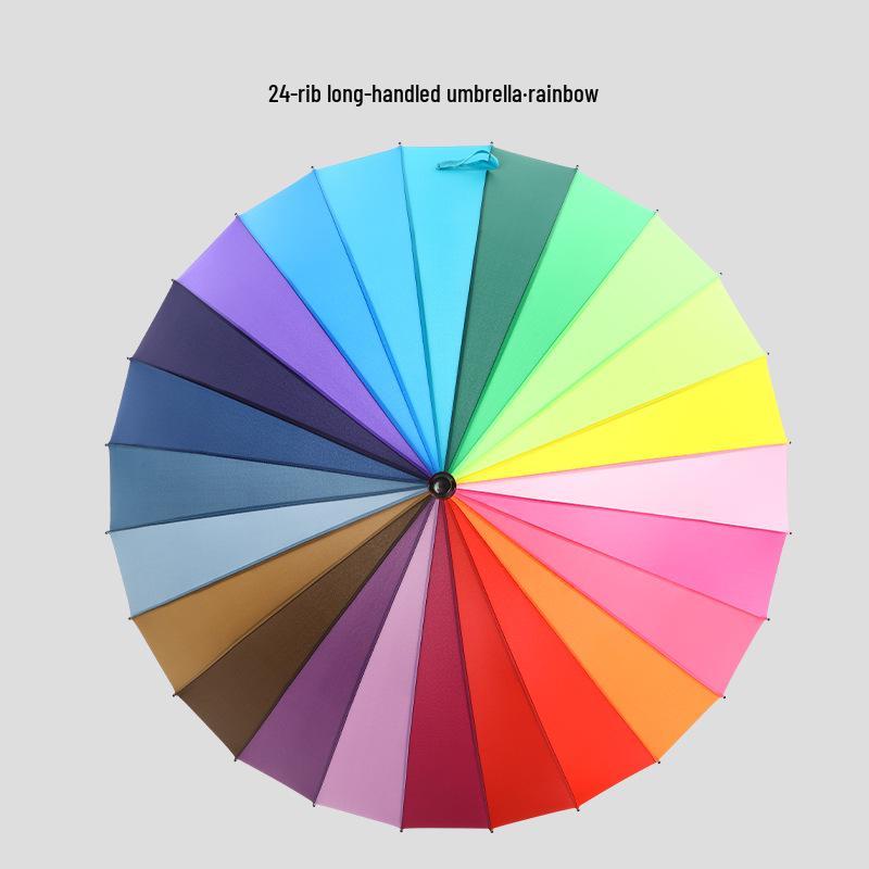 24-Speichen Farbwechselnder Langgriff-Regenschirm für Damen, Extra-Groß, Winddicht, Gebogener Griff, Herren-Stockgriff, Logodesign
