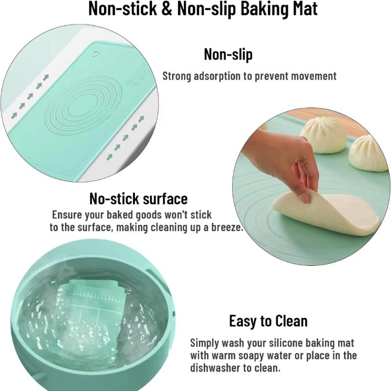 Large Size Silicone Kneading Pad Non-Stick Surface Rolling Dough Mat With Scale Kitchen Cooking Pastry Sheet Oven Liner Bakeware