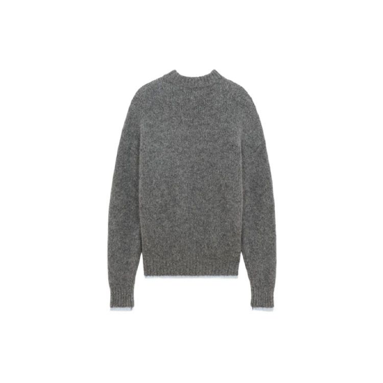 Maison Kitsune Solid Color Crew Neck Wool Sweater Women sweater Light-Gray HW00538KT1040-H150