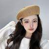 Women's Retro Japanese Style Straw Beret Spring and Summer Breathable Artist Hat Face-Slimming Woven Foldable Straw Hat