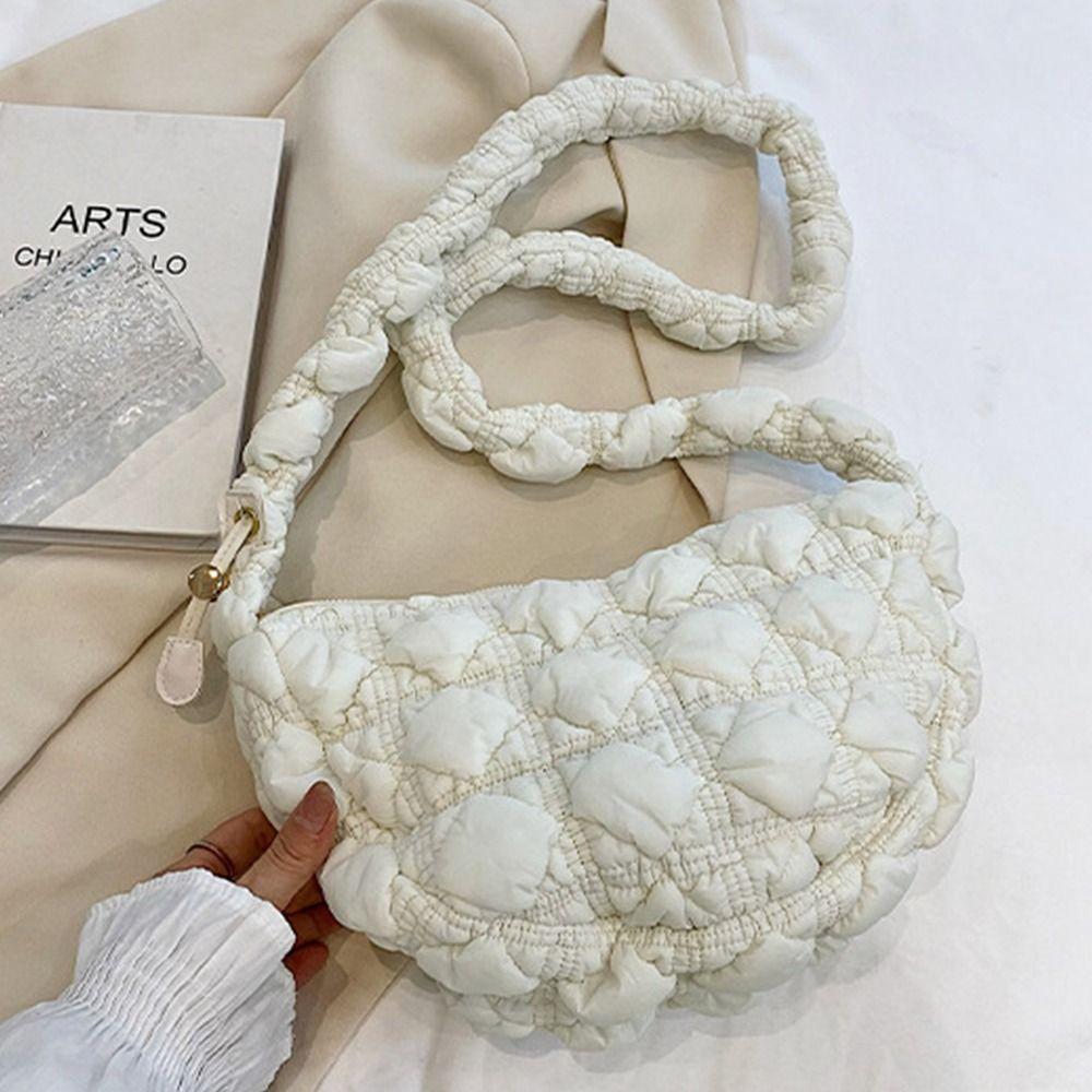 Dumplings Bag Rhombus Plaid Handbag Korean Style Bubble Cloud Bag Cute Korean Shoulder Bag  Lady