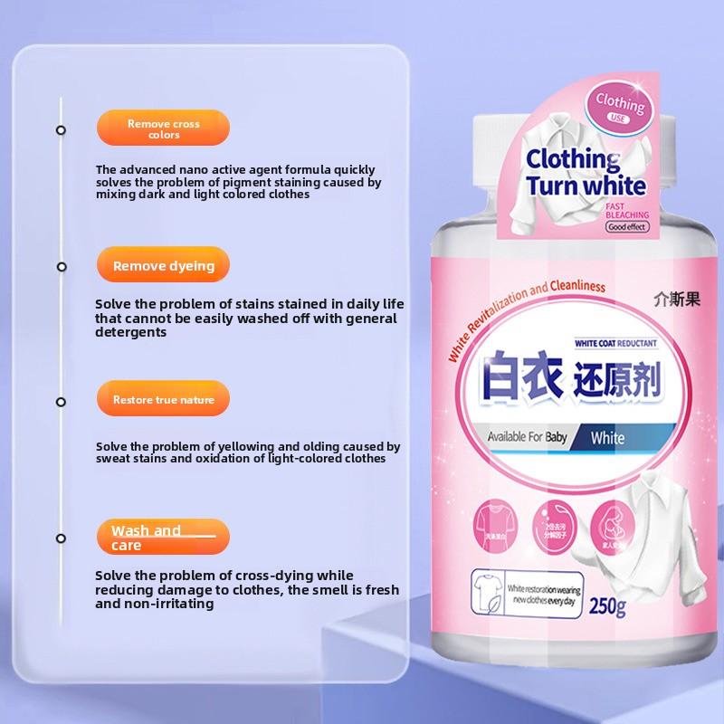 White Clothes Whitener Stain Remover Yellowing Treatment Fabric Brightener & Color Reviver Laundry Whitening Agent