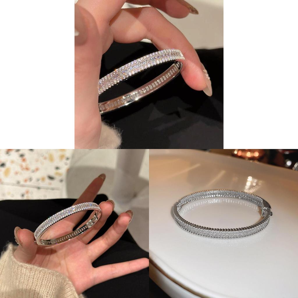 Fashion Minimalist Zircon Buckle Bracelet With Geometric Design For Elegant Office Wear