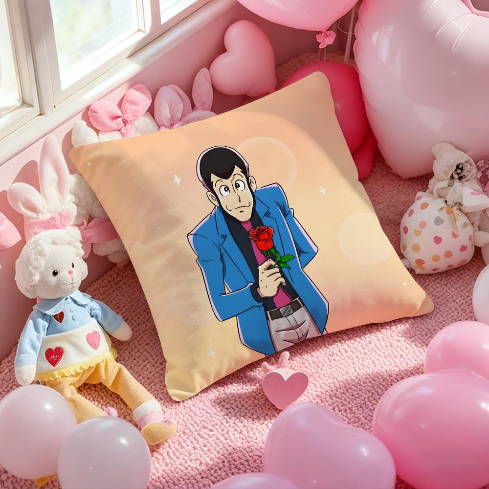 anime Lupin the Third Cushion Cover Pattern Printed Pillowcase for Living Room Sofa Cushion Cover & Bedroom Decor