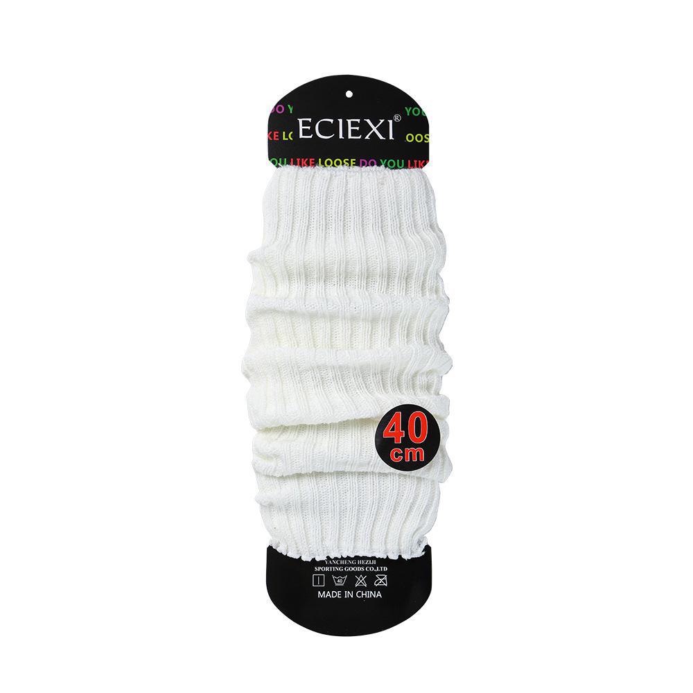 Women's White Knitted Lolita College Style Calf-Length Socks – Warm Spring/Summer Pile Design