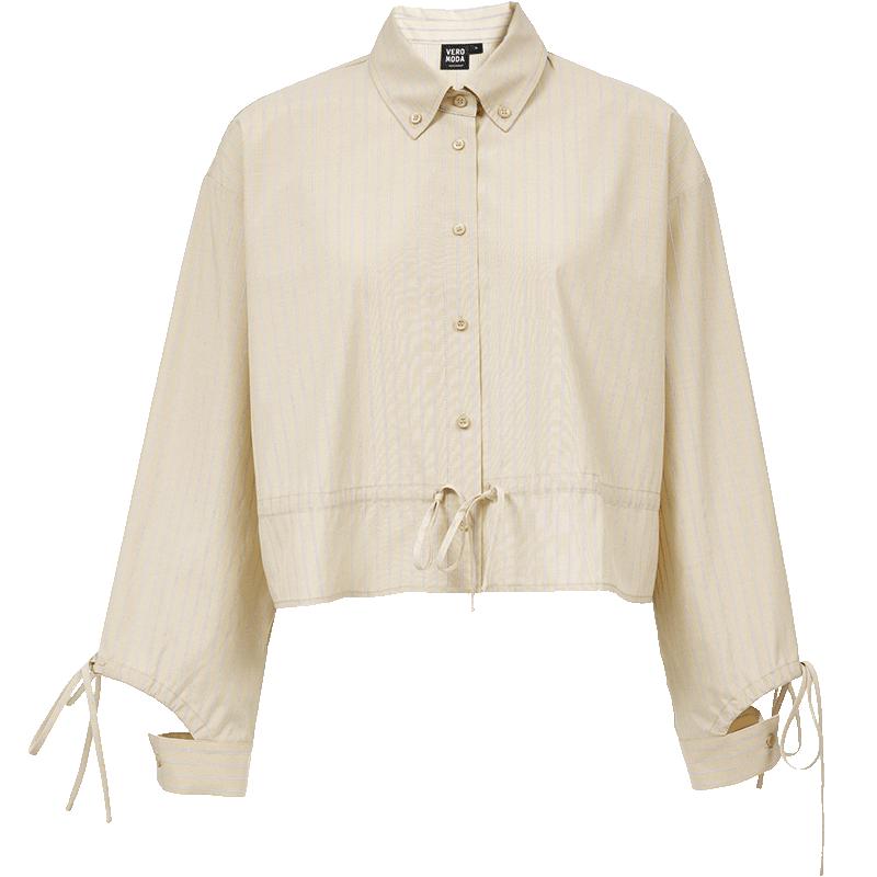 

VEROMODA Women s Striped Cuff Hollow-out Short Shirt S