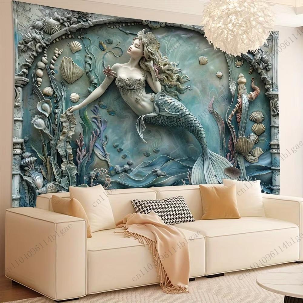 Mermaid Fantasy Tapestry Enigmatic Bedroom Decor Wall Hanging Art Home Decor Room Decoration Accessories