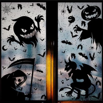 Halloween Stickers Ghost Monster Ghost Shadow Window Sticker Witch Death Bat Skull Wall Stickers Halloween Party Decorations