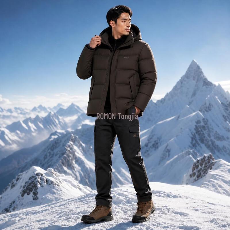 ROMON Men's Casual Hooded Padded Jacket