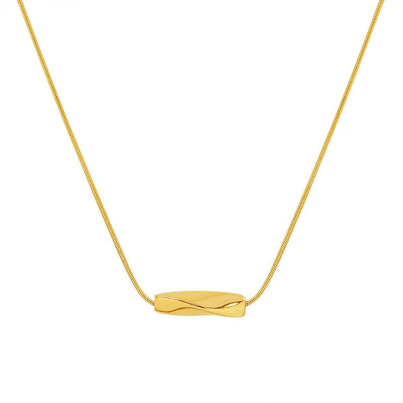 Korean Geometric Twisted Tube Pendant Clavicle Necklace: Non-Fading Gold-Plated Titanium Steel Luxury Jewelry