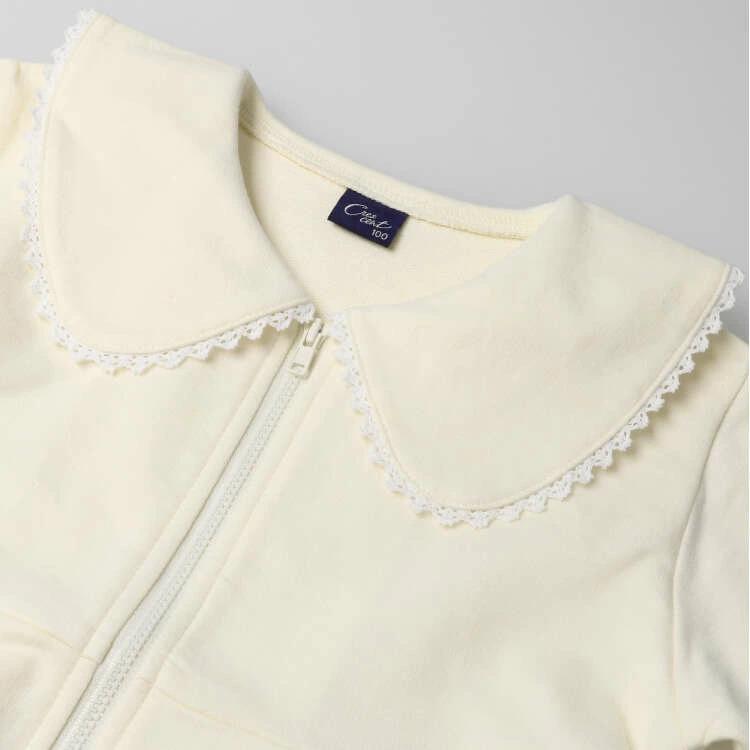 【Ubrania dziecięce】 półksiężyc (półksiężyc) Kurtka z mini dresówki z małymi kwiatkami i gładka 80cm-130cm N60100