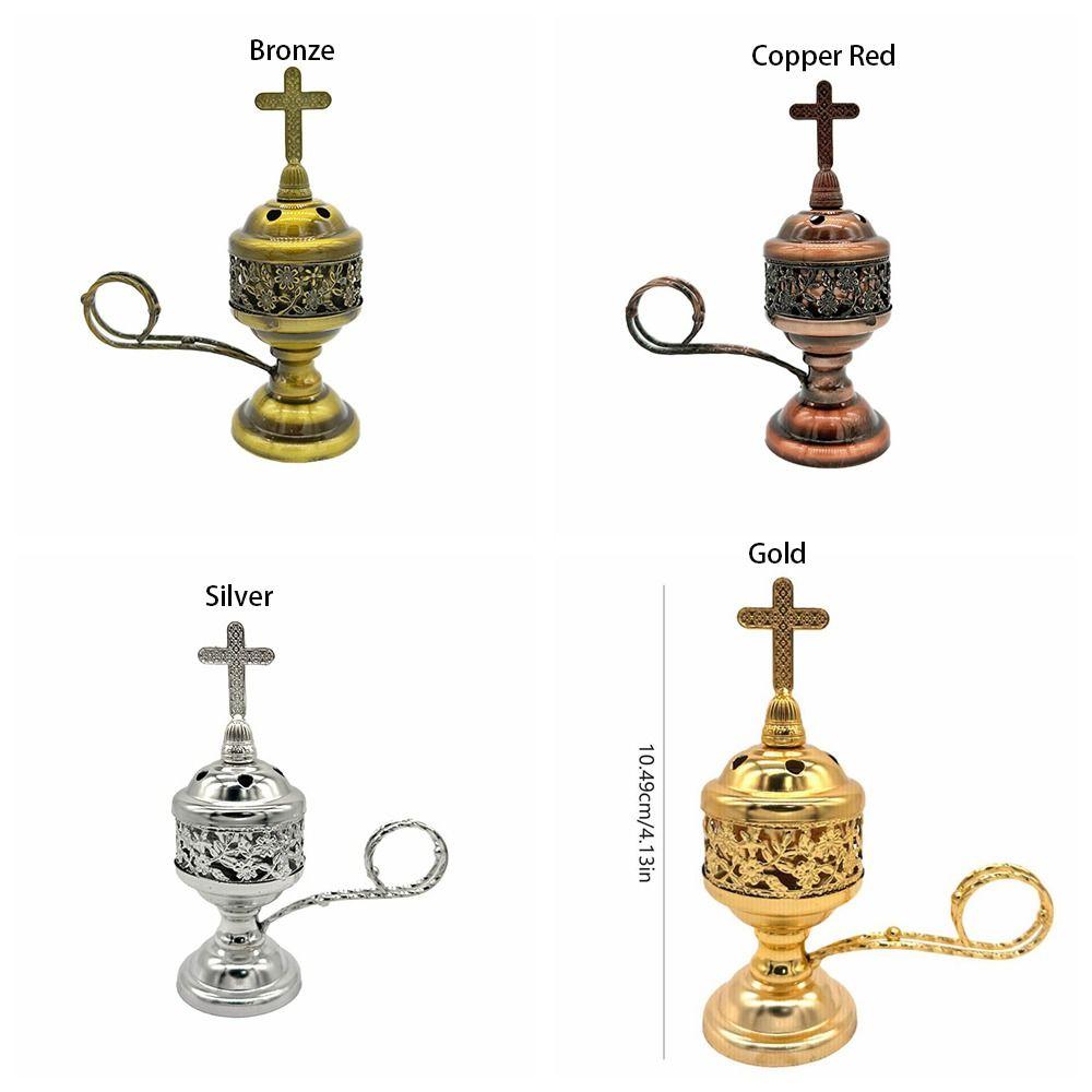 Simple Detachable Cross Aromatherapy Furnace Safe Handmade Metal Incense Tray Exquisite Antique Incense Stove Tea Hall