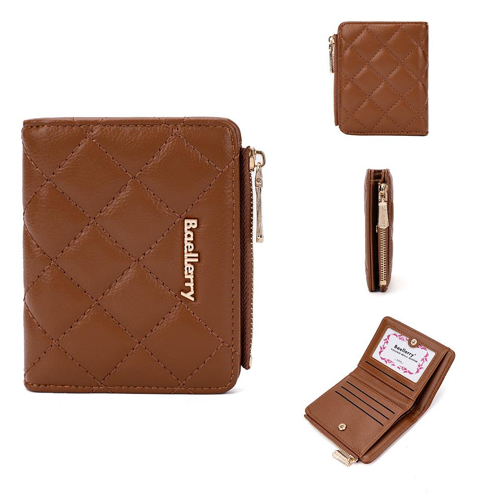 

Женский короткий кошелек Baellerry на все случаи жизни с множеством отделений для карт, модный корейский стиль, кошелек для монет, универсальный держатель для карт на молнии коричневый