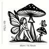 40x40cm Metal Mushroom Angel Girl Wall Art, Hanging Sculpture for Home Decor, Unique Modern Iron Craft Gift