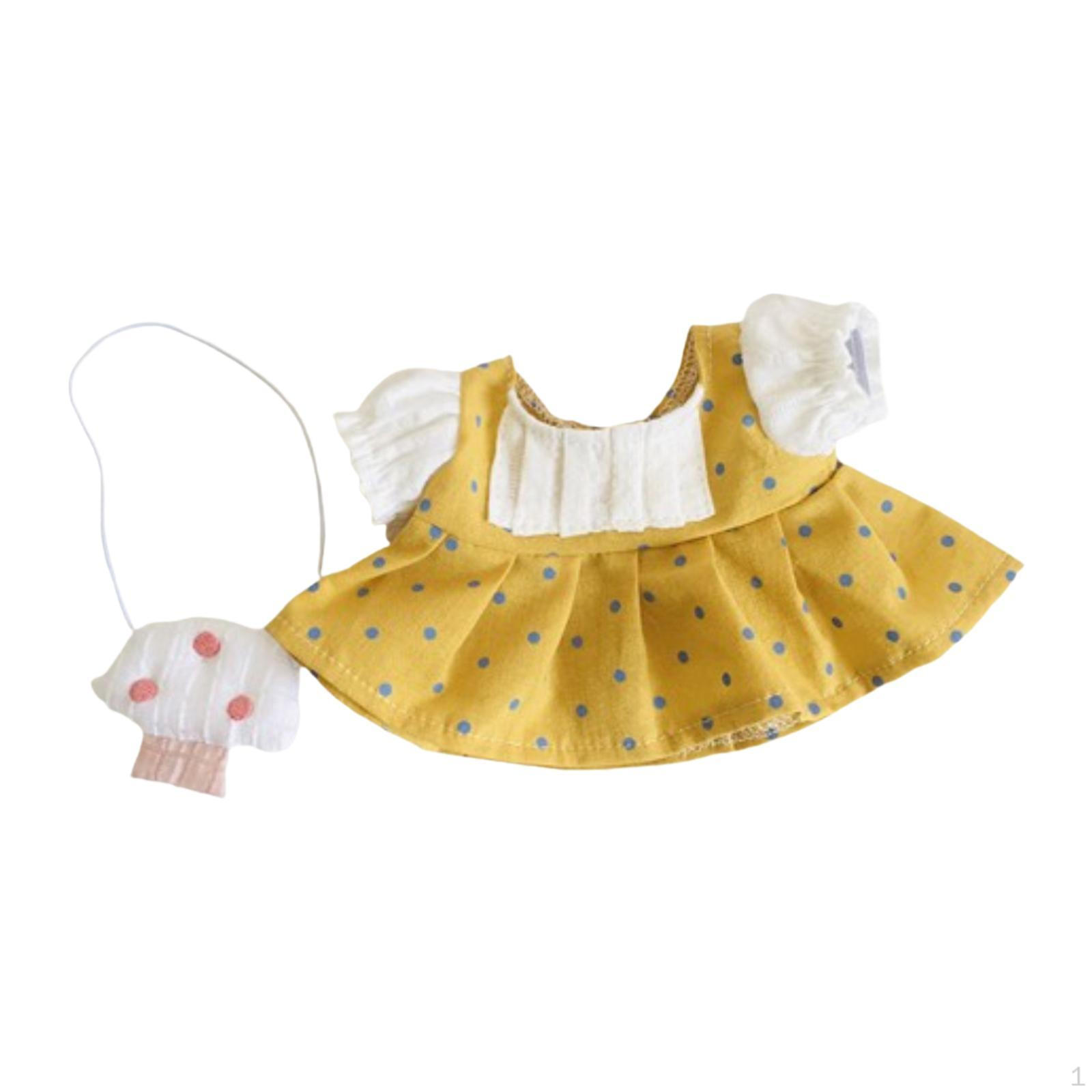 

1 комплект кукольной одежды для кукол 20 см, мультяшные мягкие игрушки, одежда, платье с сумкой жёлтый