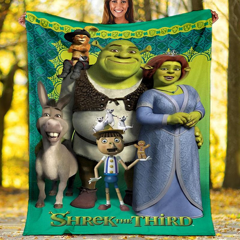 Shrek Theme Printed Blanket Perfect For Couch Bed Travel Outdoor Use Machine Washable Cozy Durable