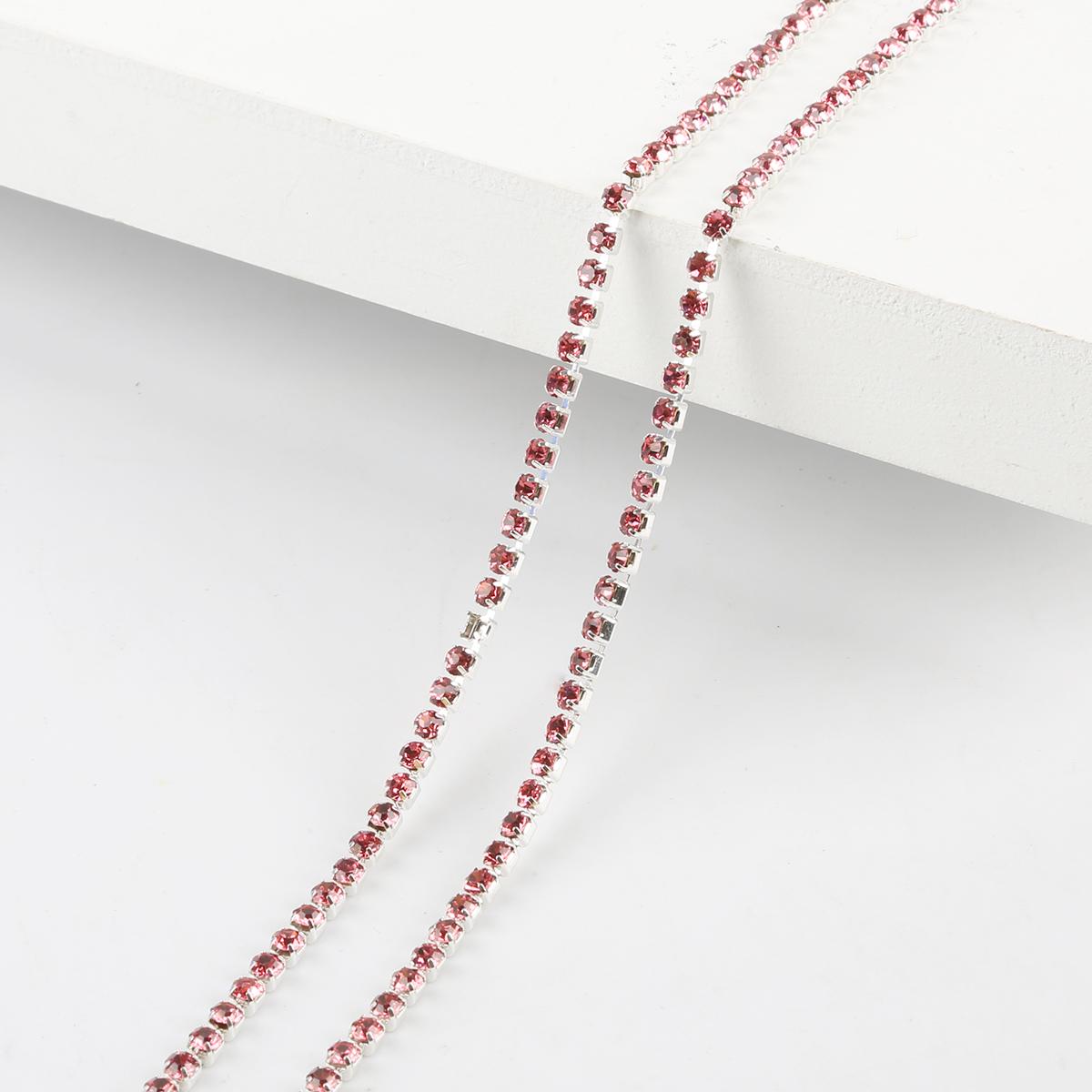 

Цепочка со стразами плотности 1 м, пришитая на клею серебряная основа, отделка стразами, аксессуары для самостоятельного изготовления SS6.5 Width 2.0MM