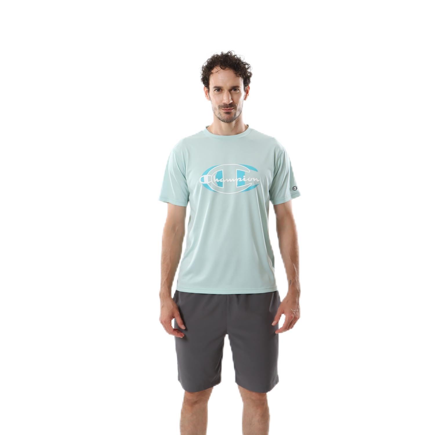 

Champion Short Sleeve Crew Odor Quick UV Graphic Logo Men s T-Shirt, Neck, Antibacterial, Resistant, Drying, Protection, Print, Sportswear,