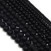 1 Strand 4/6/8/10/12mm Black Frosted Glass Stone Beads Round Loose Spaced Bead For DIY Handmade Bracelet Necklace Jewelry Making