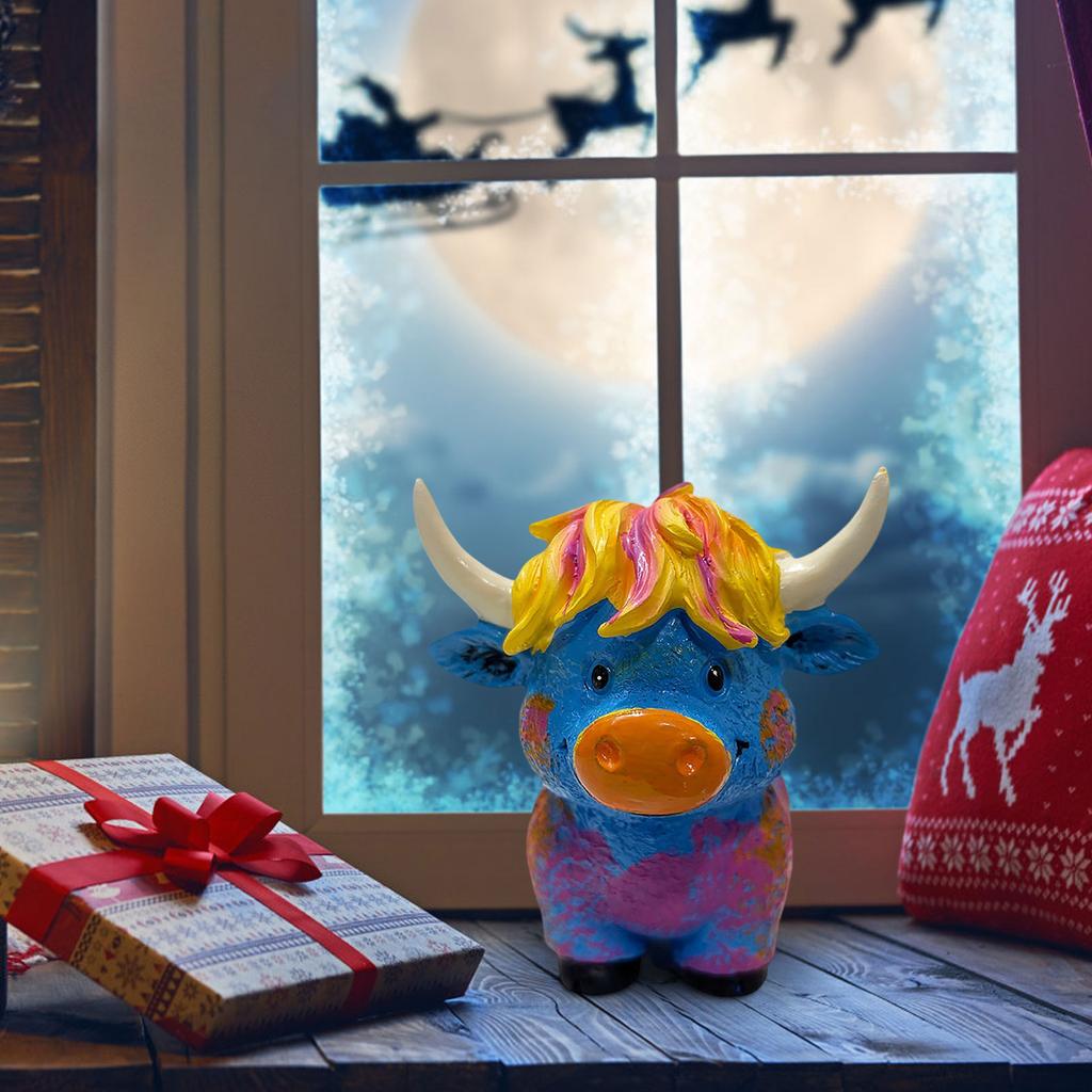 Colorful Yak Statue Resin Crafts Ornaments Christmas Decorations Small Gifts