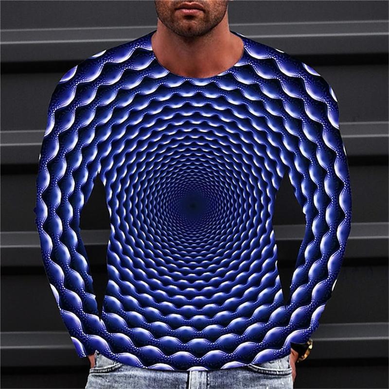 Funny Optical Illusions Graphic T Shirt Fashion Casual 3D Printed Long Sleeve T-shirt Catch Eyes Streetwear Personalization Tees