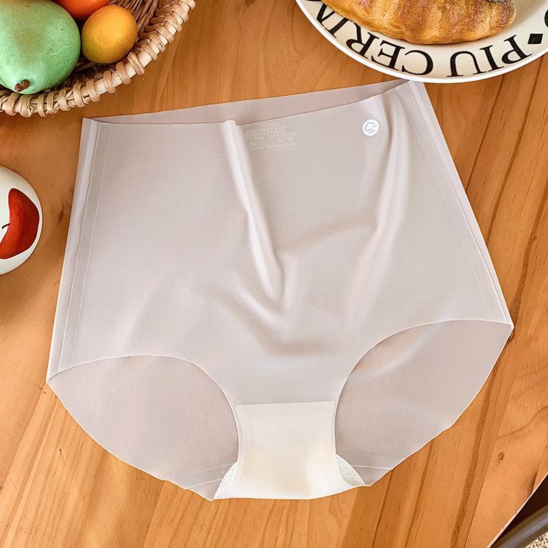 Girl Summer Ultra Thin Abdominal Lift Hip Without Trace High Waist Naked Sense Ice Silk Breathable Quick Dry Briefs