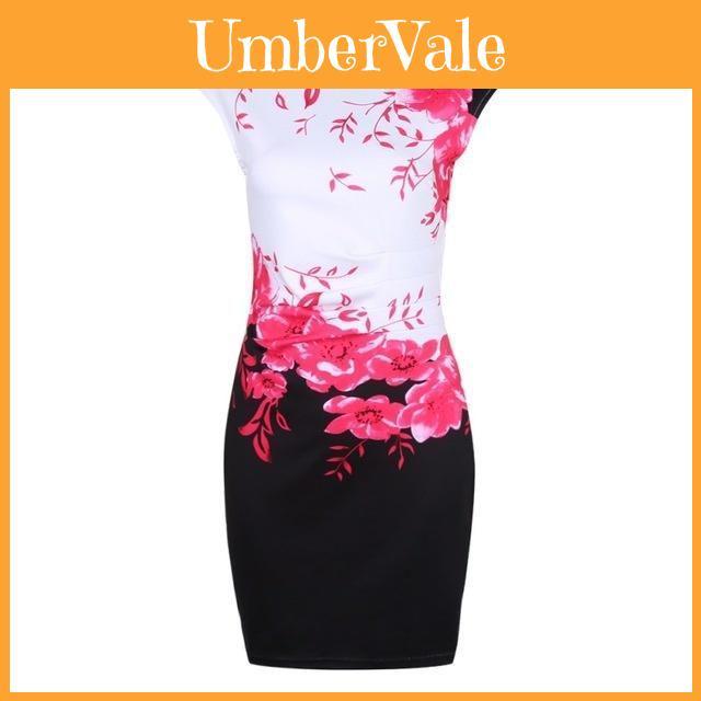 Sleeveless Dress Womens Slim Fit Mini Dress Party Dress Evening Floral Printed
