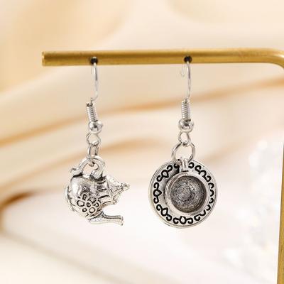 New Simple Mini Teapot Teacup Earrings Creative Retro Earrings Tea Party Accessories