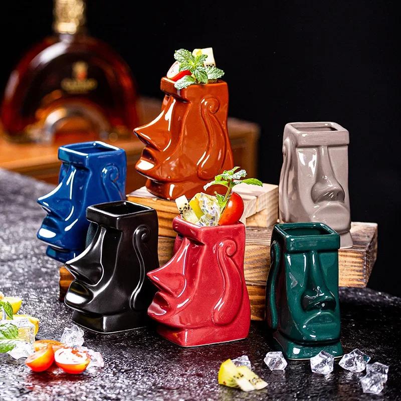 100ml Tiki Mug Ceramic Hawaii Style Cocktail Cup Creative Tiki Cups Home Decor Creative Funny Cup Beer Beverage Mug Luxury Gifts