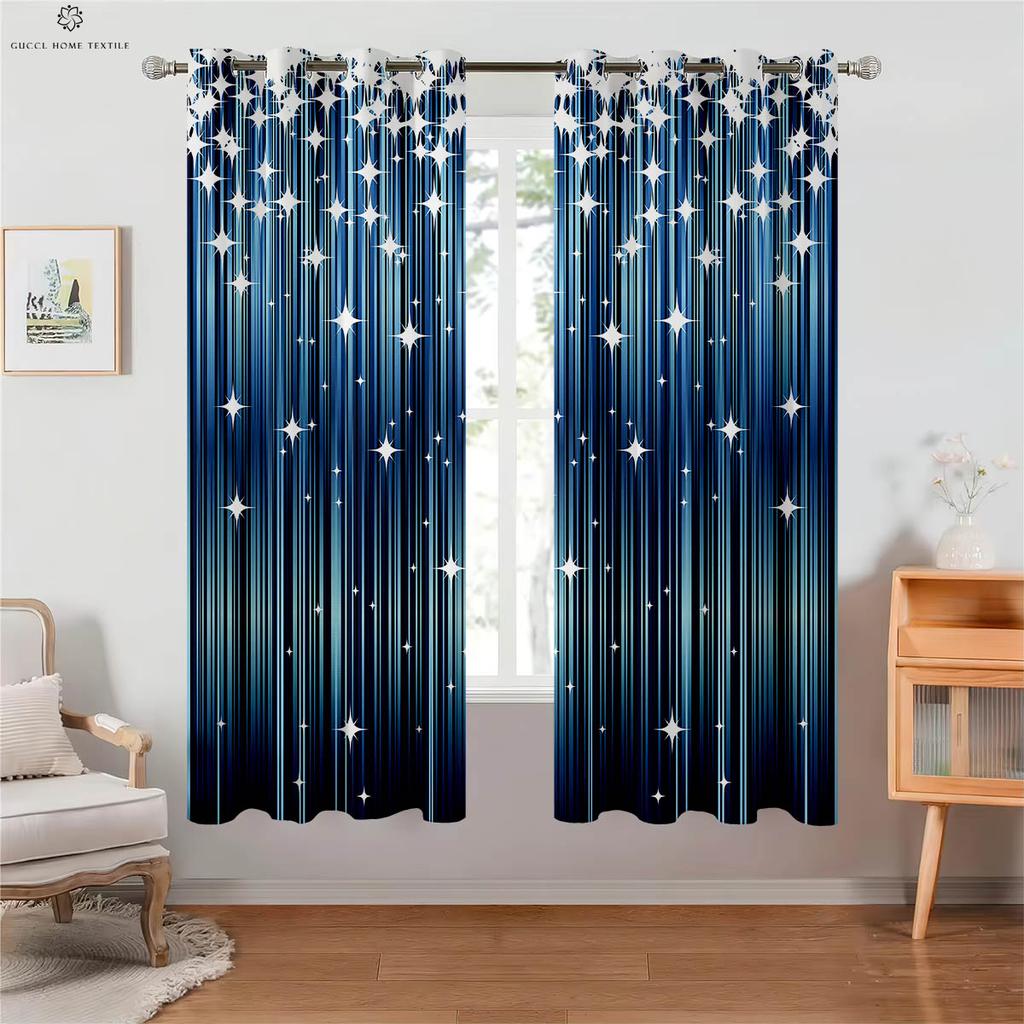 Blackout Heat Insulation Drapes Rainbow Shiny Color Gradient Print Kids Bedroom Living Room Study Decorationation