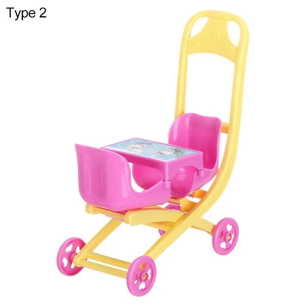 Miniature Baby Stroller For Dolls Accessories Dollhouse Furniture Plastic Mini Dining Chair Infant Carts Girls Pretend Toys