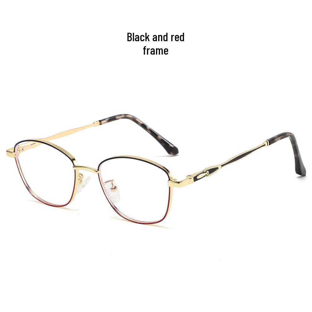 2025 Women’s Fashion Color-Changing Anti-Blue Light Metal Glasses with Flat Lenses - European & American Style