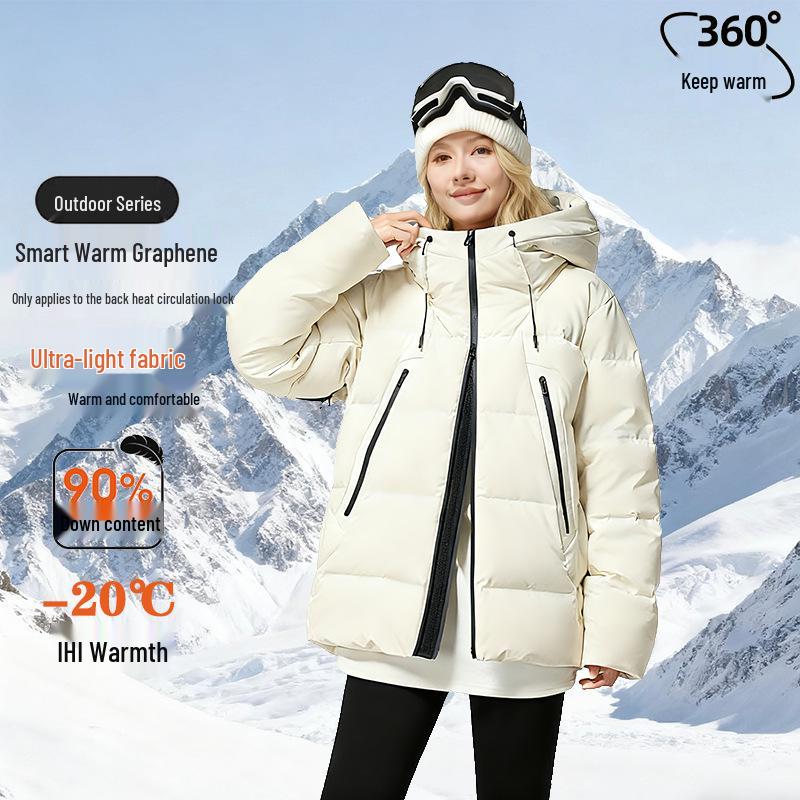 High Loft Winter Unisex Down Jacket - Extreme Cold Protection, Thick Short White Duck Down, Casual Outdoor Warmth