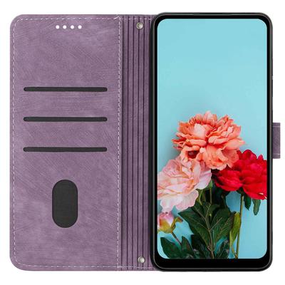 For Honor X7c 4G/200 Smart 5G/Play 60 Plus 5G/Play 9T Case Imprinted Lines Leather Phone Cover Folding Stand