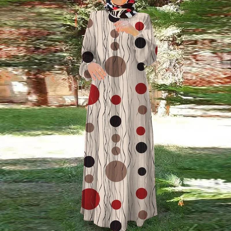 

Мусульманский халат, модный, женский, подходит для молитвы в Рамадан, исламский стиль, круглый вырез горловины, длинные рукава, женская одежда, классическая мусульманская одежда, 5XL золотой