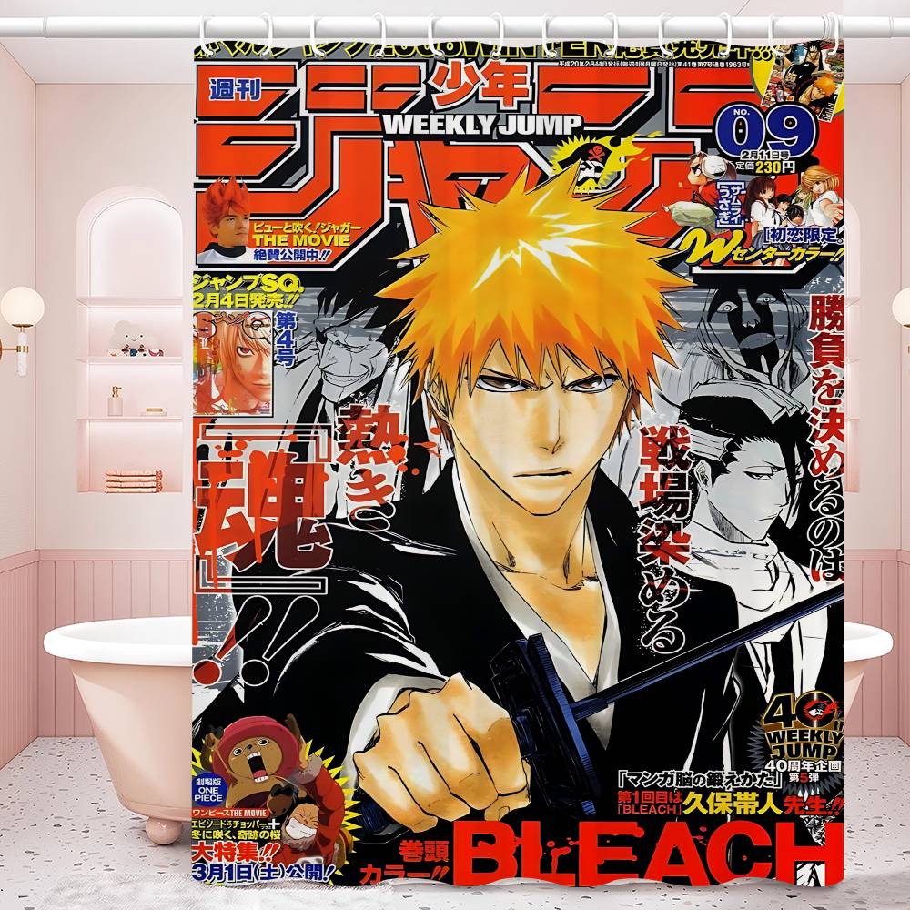 Anime Bleach Duschdraperi Badgardin Tryck Polyestertyg Vattentätt Badrumsgardiner med Krokar Badskärm