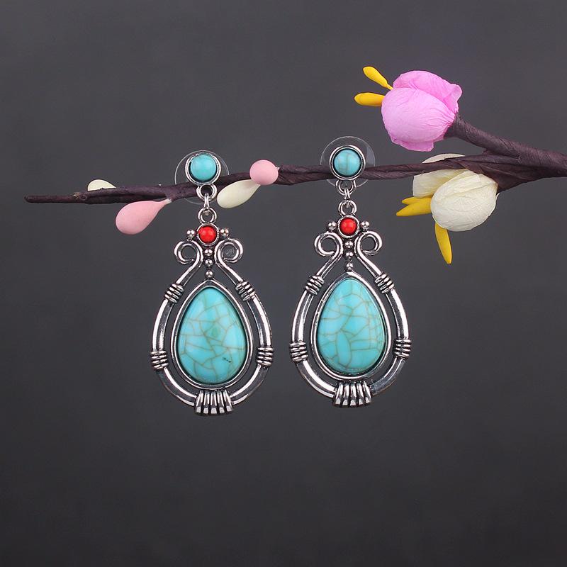 Bohemian Turquoise Owl Dream Catcher Tassel Earrings for Women