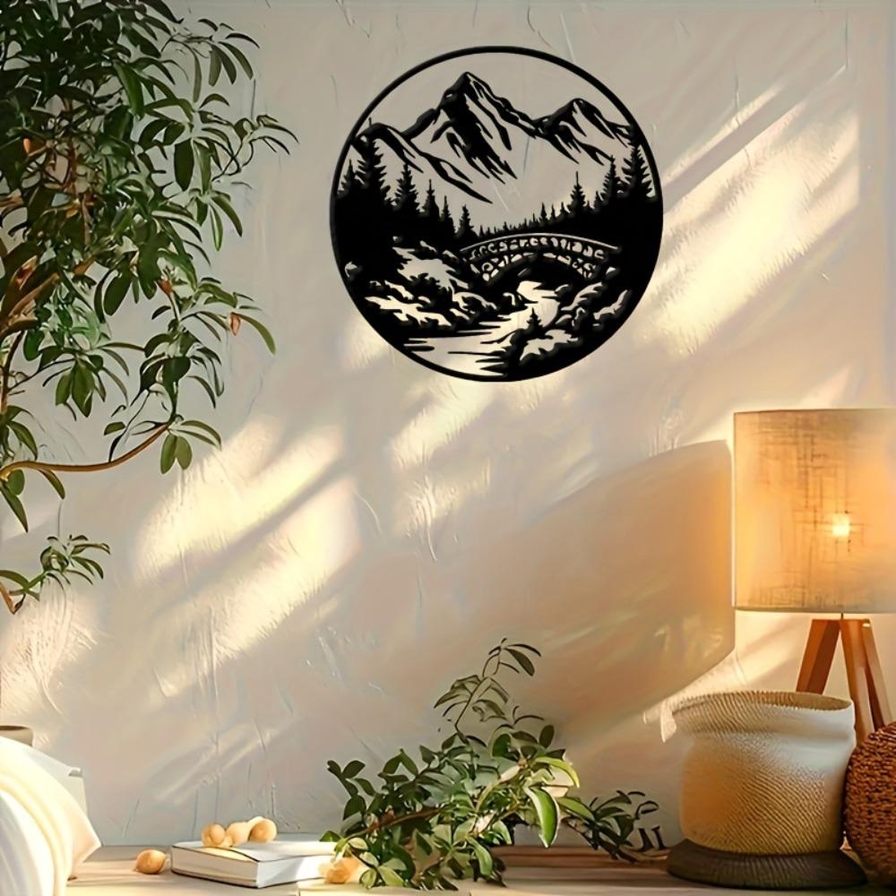 

Metal Wall Art Mountains Bridges Hills Layered Landscape Christmas St Patrick Birthday Gift Office Living Room Patio Decor 12in