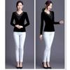 Women's New Velvet and Thickened Autumn Clothes Black Mesh Bottoming Shirt Women's Lace Fashionable Top