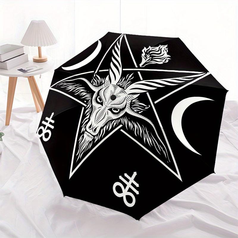 Devil's Sigil Baphomet Goat Pentagram T-Shirt Occult SymbolUmbrella, Portable 3-Fold Compact Umbrella,Christmas Gift ES501