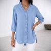Casual damesblouse met V-hals en ruches, van imitatie denim, voor lente/zomer