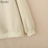 ZANZEA Women Loose Casual Long Sleeve Pullover Sweatshirts