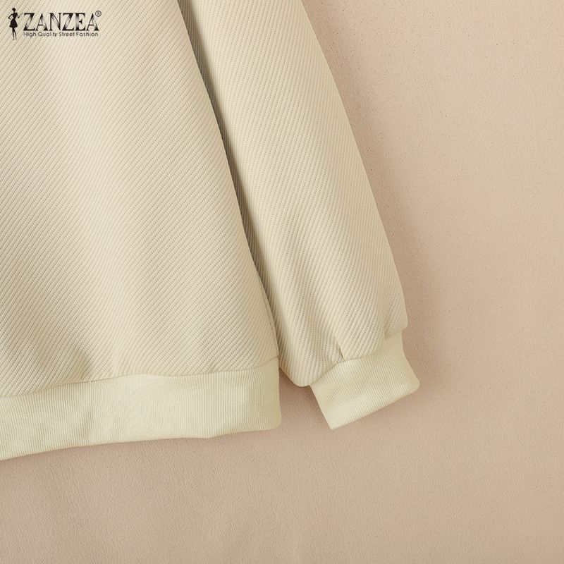 ZANZEA Women Loose Casual Long Sleeve Pullover Sweatshirts
