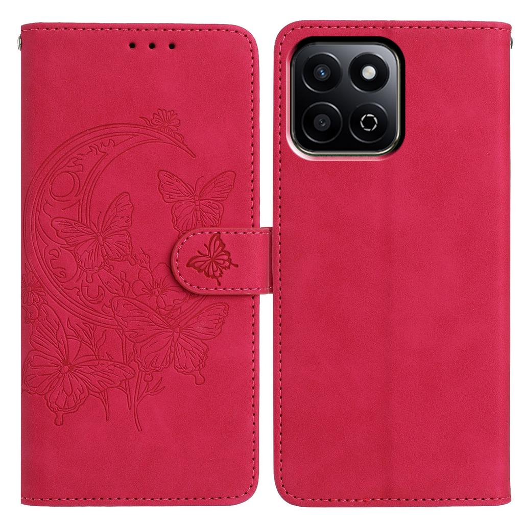 For Honor 200 Smart 5G Case Butterfly Flower Imprinted PU Leather Wallet Stand Phone Cover