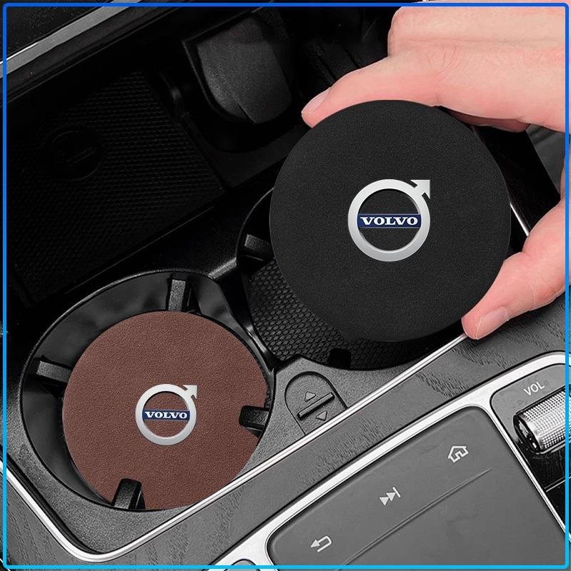 Car Leather Water Coaster Non-Slip Mat Car Bottle Holder Insert Pad For Volvo XC60 XC90 S60 S80 S40 V40 V60 V70 V50 XC70