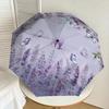 Lavender Dreams: Automatic Folding Umbrella with Elegant Floral Print - Perfect for Travelers, Fans, and Everyday Use1125070a