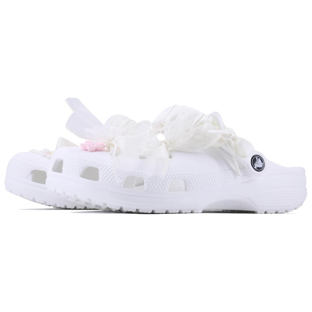 Crocs Classic clog Spring Letter SDS EVA Preppy Cute and Sweet Versatile Classic Beach Trendy Korean Hole Shoes Unisex White